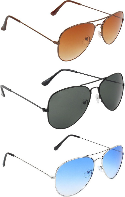 Abner Aviator, Aviator, Aviator Sunglasses(Brown, Black, Blue) Abner Aviator, Aviator, Aviator Sunglasses(Brown, Black, Blue)
