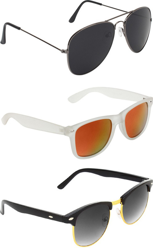Abner Aviator, Wayfarer, Clubmaster Sunglasses(Black, Multicolor, Black) Abner Aviator, Wayfarer, Clubmaster Sunglasses(Black, Multicolor, Black)