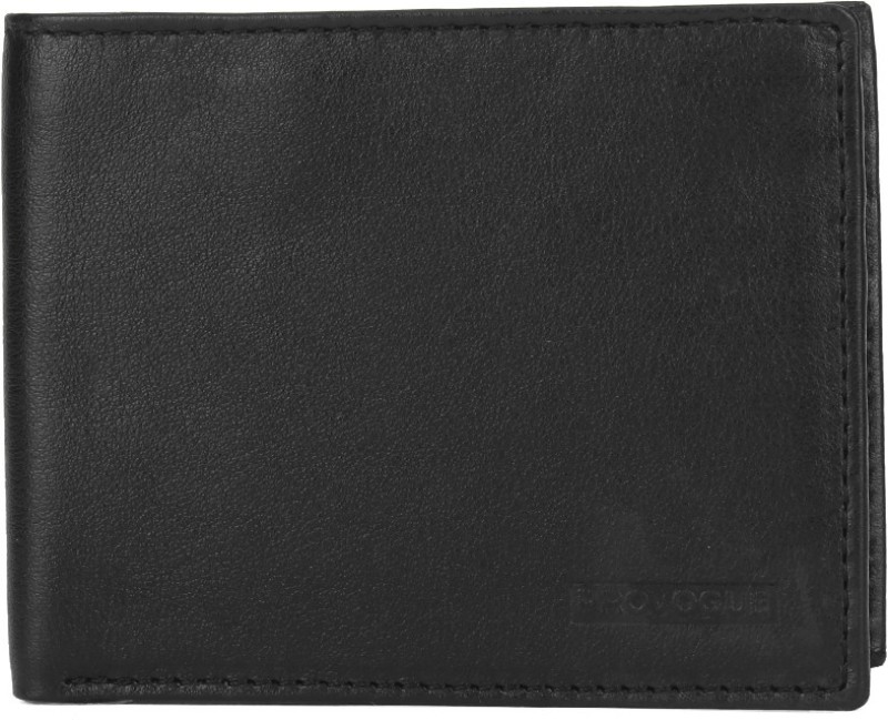 Provogue Men Black Genuine Leather Wallet(6 Card Slots)