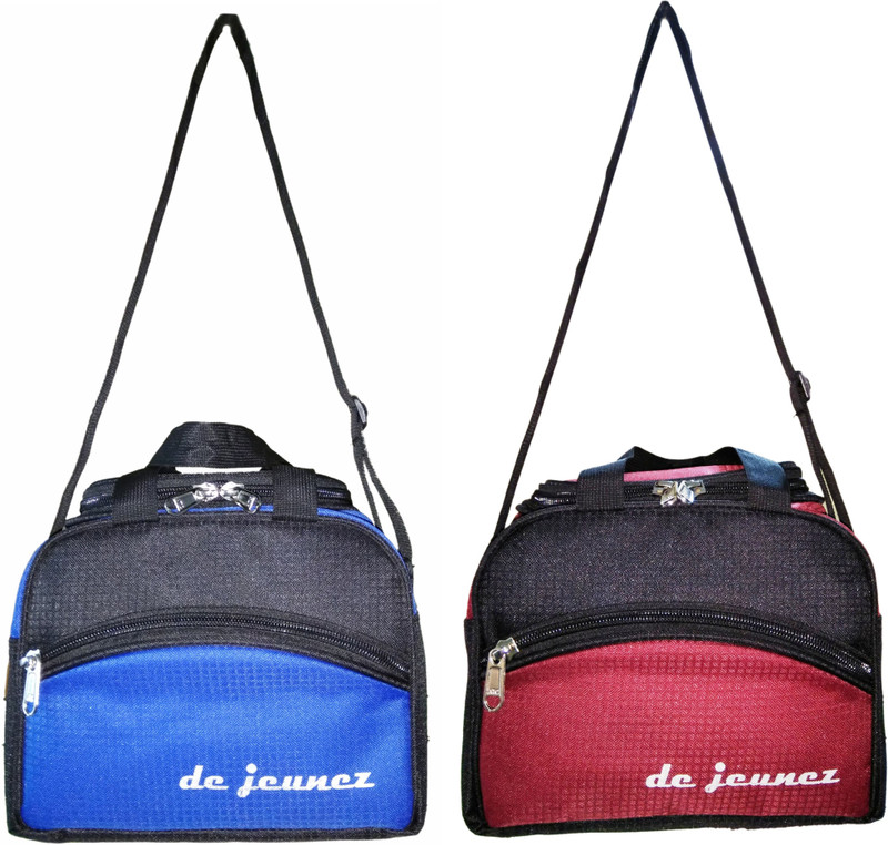 de jeunez D4 - BWBANDBWM - Black with Blue and Black with Maroon Waterproof Lunch Bag(Multicolor, 8 inch)