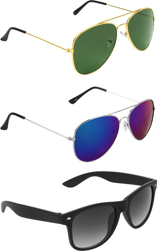 Abner Aviator, Aviator, Wayfarer Sunglasses(Green, Multicolor, Black) Abner Aviator, Aviator, Wayfarer Sunglasses(Green, Multicolor, Black)