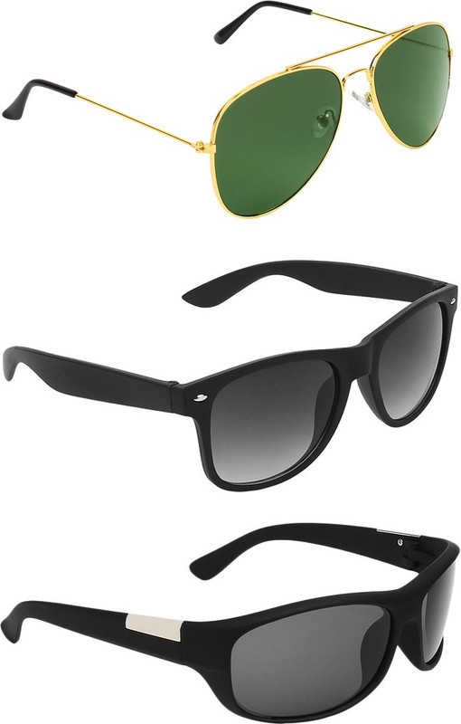 Abner Aviator, Wayfarer, Wrap-around Sunglasses(Green, Black, Black) Abner Aviator, Wayfarer, Wrap-around Sunglasses(Green, Black, Black)