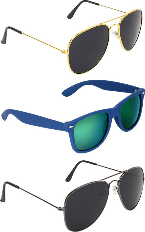 Abner Aviator, Wayfarer, Aviator Sunglasses(Black, Multicolor, Black) Abner Aviator, Wayfarer, Aviator Sunglasses(Black, Multicolor, Black)