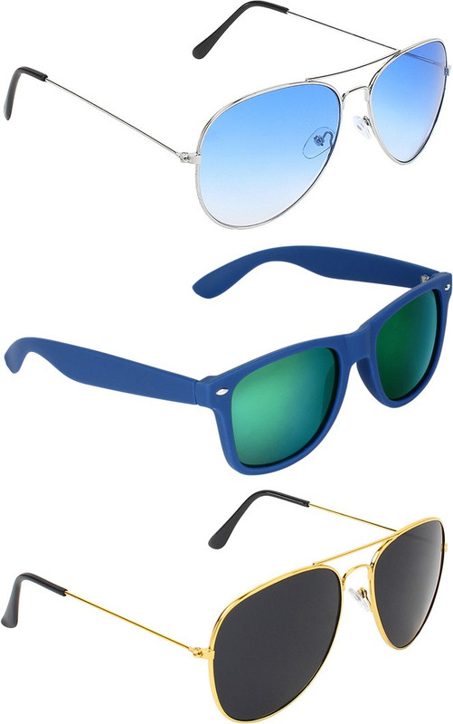 Abner Aviator, Wayfarer, Aviator Sunglasses(Blue, Multicolor, Black) Abner Aviator, Wayfarer, Aviator Sunglasses(Blue, Multicolor, Black)