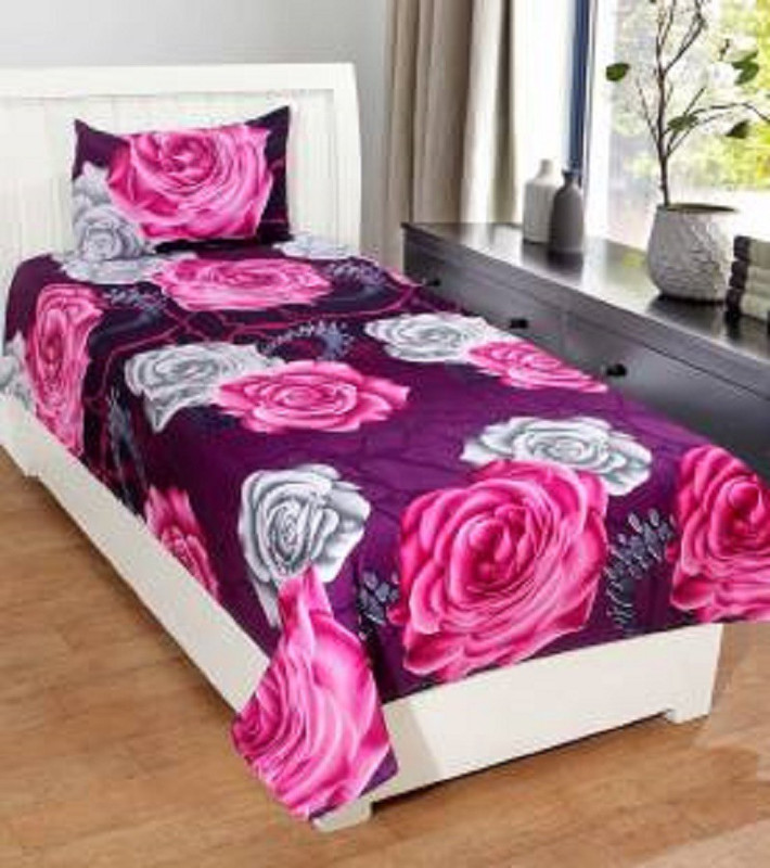 somay home furnishing Polycotton Single Floral Bedsheet(Pack of 15, royal purple)