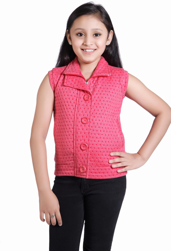 Bluntly Sleeveless Self Design Baby Girls Jacket
