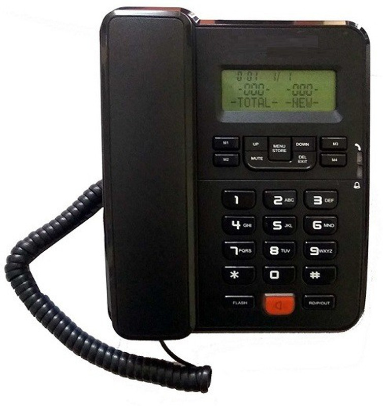 A Connect Z BT-M57 Corded Landline Phone(Black & White)
