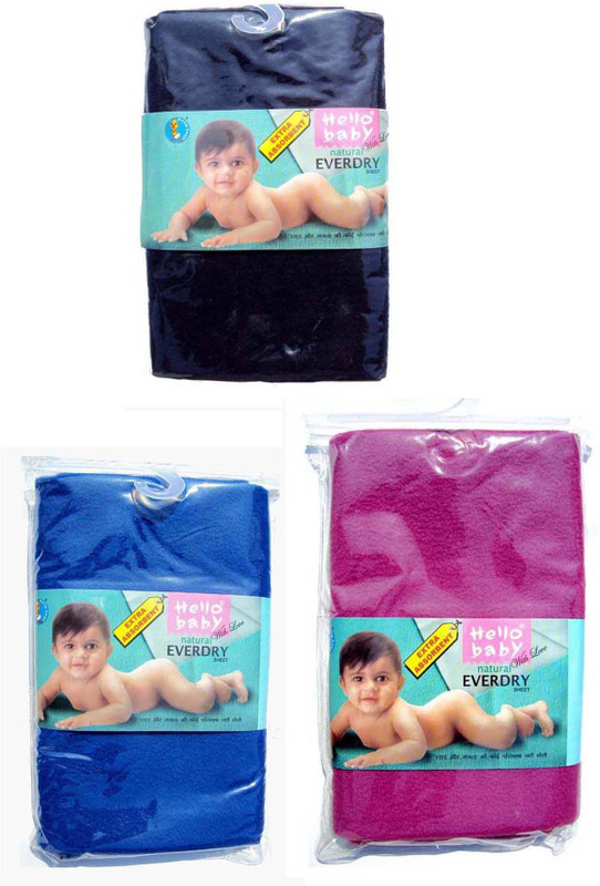 Hello Baby Extra Absorbent Natural Quick Dry Waterproof Bed Protector -Royal Blue Medium, Purple & Deep Blue Small combo(Multicolor)