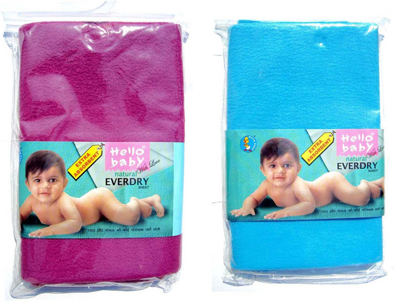 Hello Baby Extra Absorbent Natural Quick Dry Waterproof Bed Protector -Pink & Royal Blue Medium combo(Multicolor)