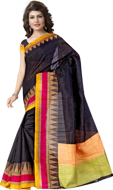 Jiya Solid Fashion Art Silk Saree(Multicolor)