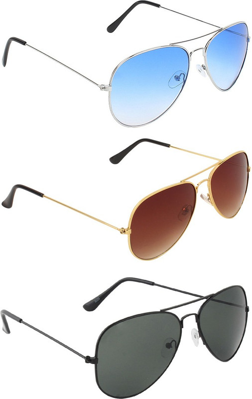 Abner Aviator, Aviator, Aviator Sunglasses(Blue, Brown, Black) Abner Aviator, Aviator, Aviator Sunglasses(Blue, Brown, Black)