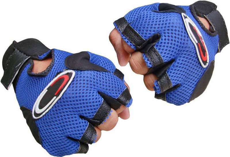 Sports 101 Power Leather Gym & Fitness Gloves (Free Size, Blue, Black)