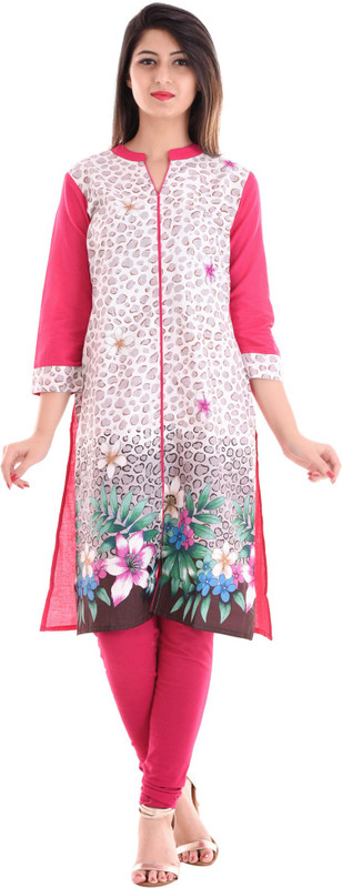 Gujari Casual Printed Women Kurti(Pink)
