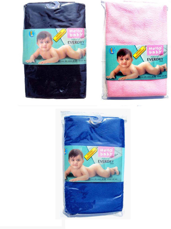Hello Baby Extra Absorbent Natural Quick Dry Waterproof Bed Protector -Royal Blue Medium, Deep Blue & Pink Small combo(Multicolor)