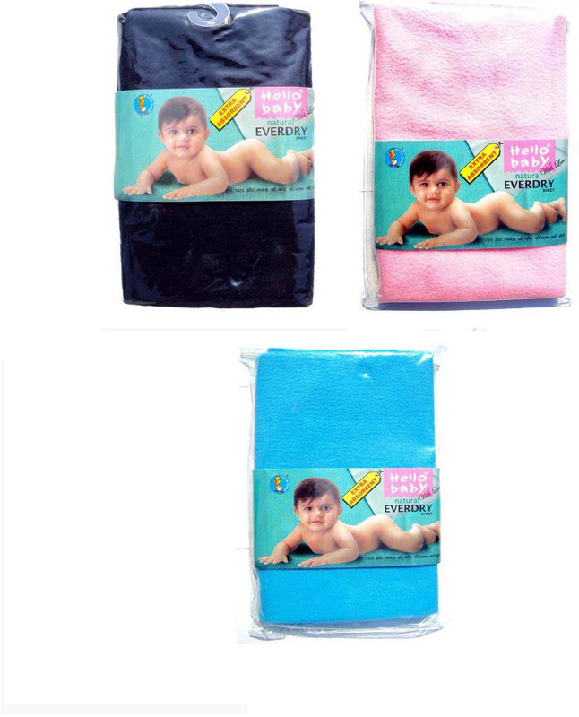 Hello Baby Extra Absorbent Natural Quick Dry Waterproof Bed Protector -Pink Medium, Sky Blue & Royal Blue Small combo(Multicolor)