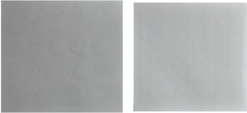 stz Cute Heart And Zigzag Pattern Nail Art Stencils, 2 pieces.(white)