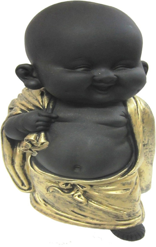earth home decor Big Potli Buddha Decorative Showpiece  -  26.7 cm(Polyresin, Black, Gold)