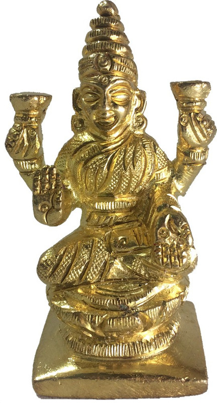 101temples Original Solid Brass Lakshmi Idol Decorative Showpiece  -  8 cm(Brass, Gold)