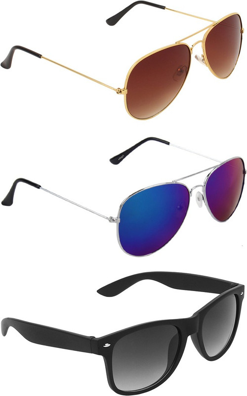 Abner Aviator, Aviator, Wayfarer Sunglasses(Brown, Multicolor, Black) Abner Aviator, Aviator, Wayfarer Sunglasses(Brown, Multicolor, Black)