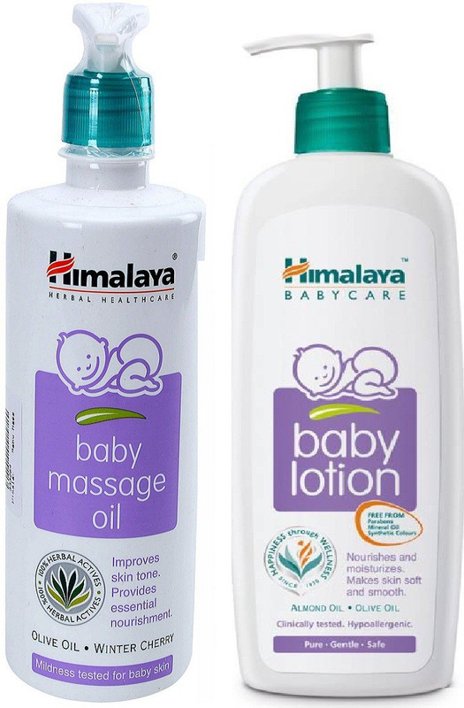 Himalaya Baby Massage Oil (500 ml) With Baby Lotion (400 ml)(White, Green, Blue)