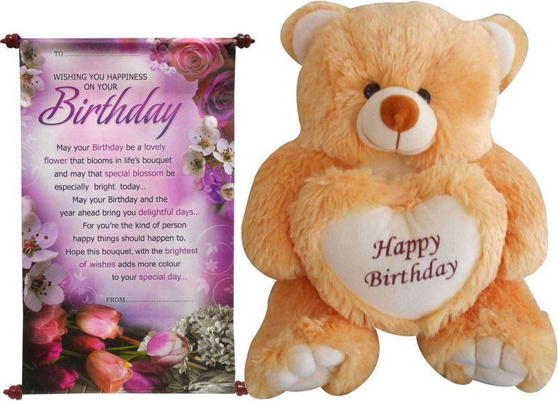 Saugat Traders Birthday Gift Combo - Happy Birthday Teddy With Scroll Card(Set of 2) Saugat Traders Birthday Gift Combo - Happy Birthday Teddy With Scroll Card(Set of 2)