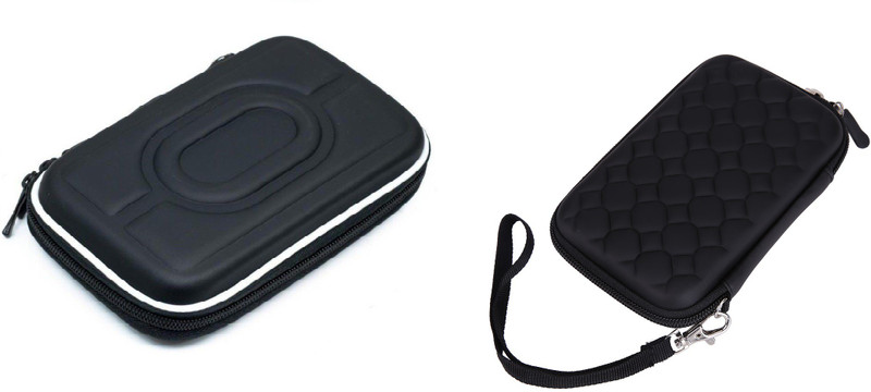 frndzmart Hard Case /Cover /Pouch for 2.5 inch Portable Hard Drive Water proof- (Compatible with Seagate, Toshiba, WD, Sony, Transcend) Two Design (Black Brick & Ballon) Combo Set(Black)