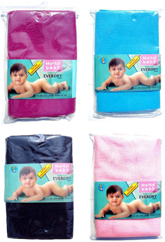 Hello Baby Extra Absorbent Natural Quick Dry Waterproof Bed Protector - Deep Blue & Pink Medium, Sky Blue & Purple Small combo(Multicolor)