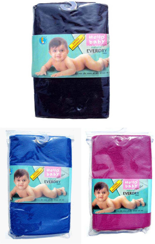 Hello Baby Extra Absorbent Natural Quick Dry Waterproof Bed Protector -Deep Blue Medium, Purple & Royal Blue Small combo(Multicolor)