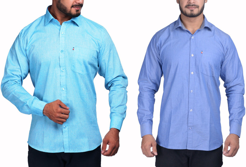 vintage look Men Solid Casual Multicolor Shirt(Pack of 2)