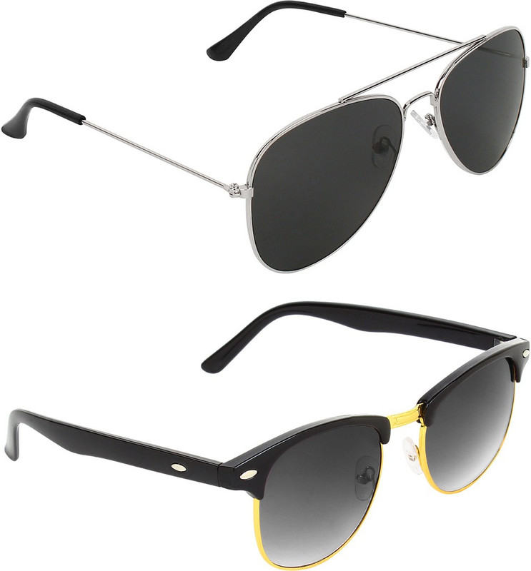 Abner Aviator, Clubmaster Sunglasses(Black, Black) Abner Aviator, Clubmaster Sunglasses(Black, Black)