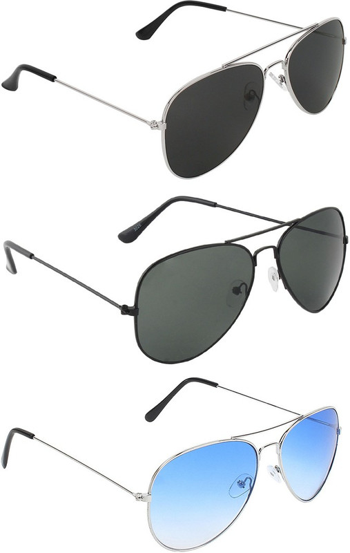 Abner Aviator, Aviator, Aviator Sunglasses(Black, Black, Blue) Abner Aviator, Aviator, Aviator Sunglasses(Black, Black, Blue)