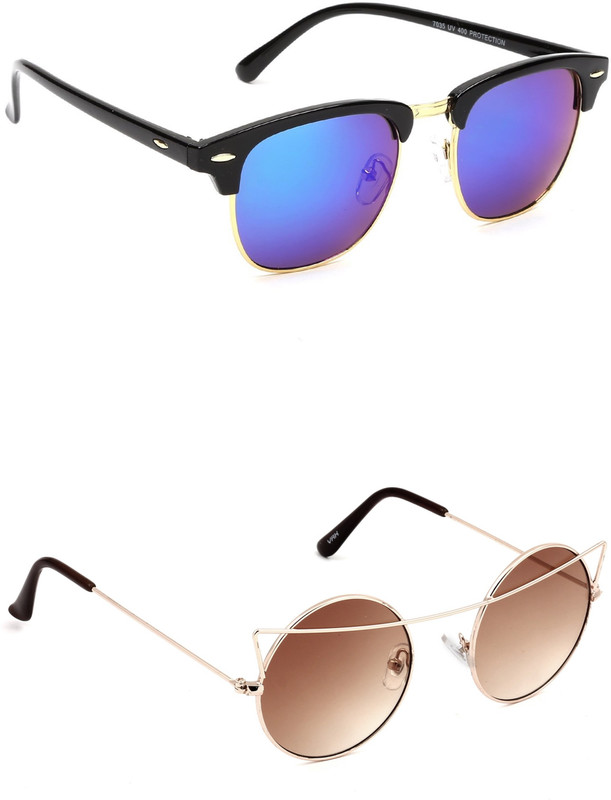 Eyeland Wayfarer, Round, Oval Sunglasses(Multicolor, Brown) Eyeland Wayfarer, Round, Oval Sunglasses(Multicolor, Brown)