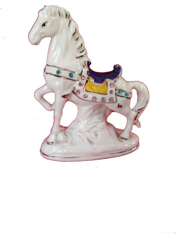 kreeshashiemporium Ceramic Horse Sculpture Decorative Showpiece  -  14 cm(Ceramic, Multicolor)