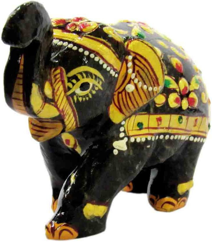 traditional villa Handicrafts Traditional Decorative Black Agate Stone Painted Elephant 3 Inch Decorative Showpiece  -  3 cm(Stoneware, Black)