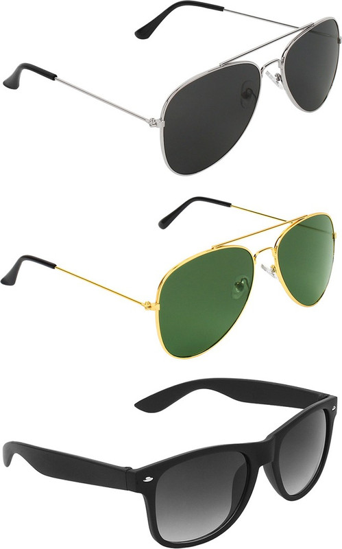 Abner Aviator, Aviator, Wayfarer Sunglasses(Black, Green, Black) Abner Aviator, Aviator, Wayfarer Sunglasses(Black, Green, Black)