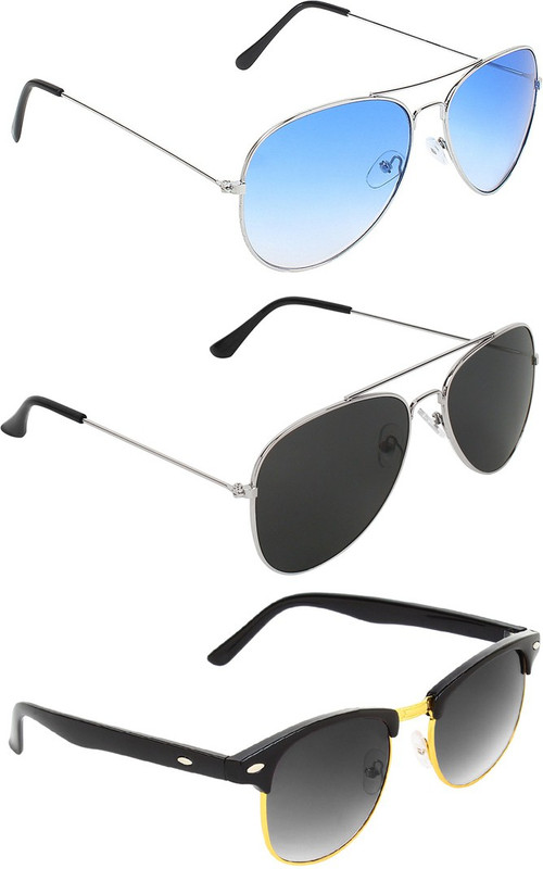 Abner Aviator, Aviator, Clubmaster Sunglasses(Blue, Black, Black) Abner Aviator, Aviator, Clubmaster Sunglasses(Blue, Black, Black)