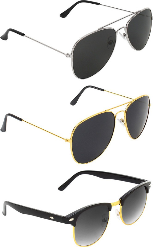 Abner Aviator, Aviator, Clubmaster Sunglasses(Black, Black, Black) Abner Aviator, Aviator, Clubmaster Sunglasses(Black, Black, Black)