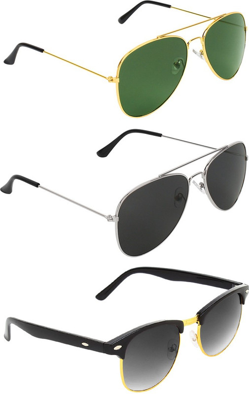 Abner Aviator, Aviator, Clubmaster Sunglasses(Green, Black, Black) Abner Aviator, Aviator, Clubmaster Sunglasses(Green, Black, Black)