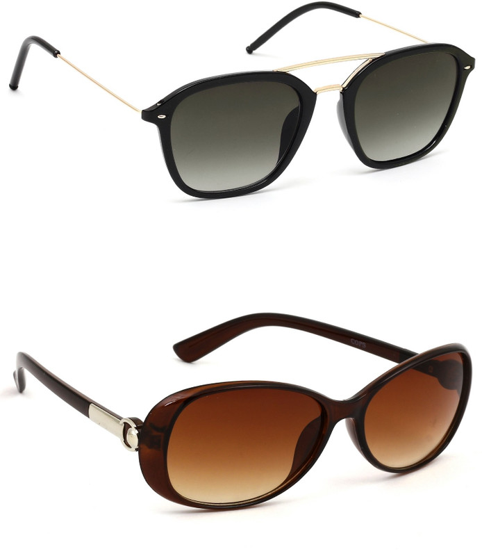 Eyeland Wayfarer, Rectangular Sunglasses(Green, Brown) Eyeland Wayfarer, Rectangular Sunglasses(Green, Brown)