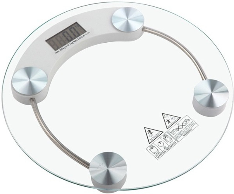 Gadget Tree Personal Weight Machine 8mm Round Glass Weighing Scale (Transparent) Weighing Scale(White)