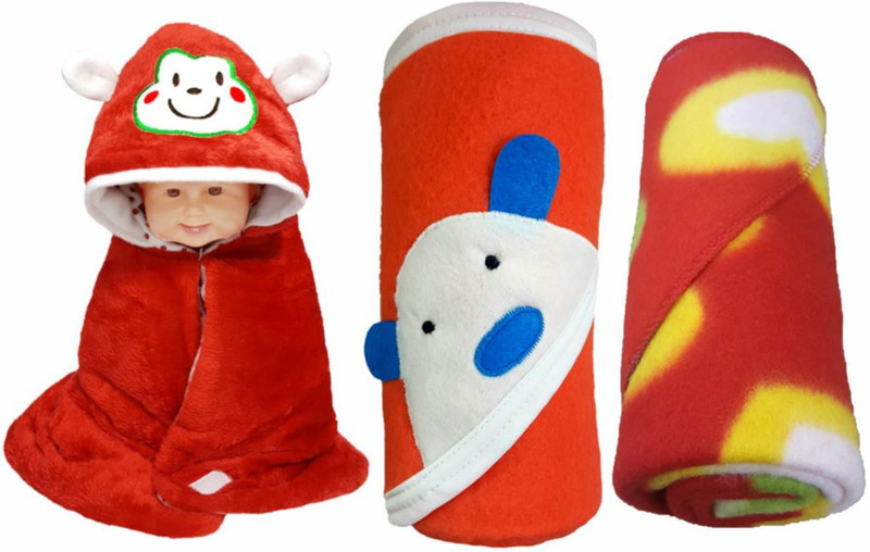Brandonn Animal Single Hooded Baby Blanket(Fur, Red) Brandonn Animal Single Hooded Baby Blanket(Fur, Red)