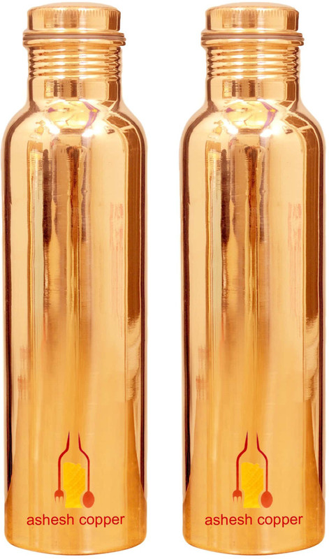 ashesh copper leak proof joint less gold edition 100% pure copper(PACK OF 2) 950 ml Bottle(Pack of 2, Gold)