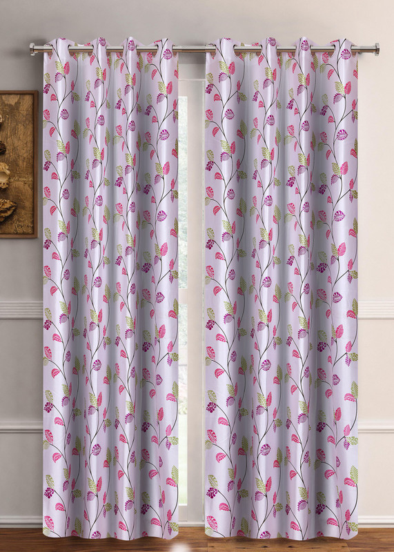Flipkart SmartBuy 213 cm (7 ft) Polyester Door Curtain (Pack Of 2)(Floral, Pink)