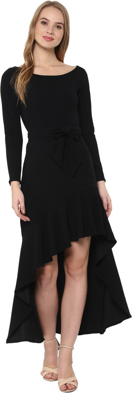 woowzerz Women High Low Black Dress