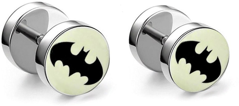 gadgetsden BatMan Acrylic Logo Barbell Earring Stainless Steel Stud Earring