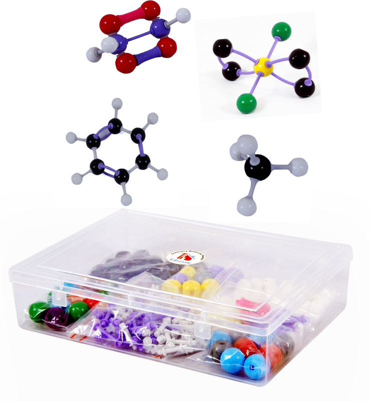 edunovate Organic & Inorganic Chemistry Ball & Stick Advance Molecular Models with Plastic Box- 202 pieces for Chemistry Teachers and Students(Multicolor)