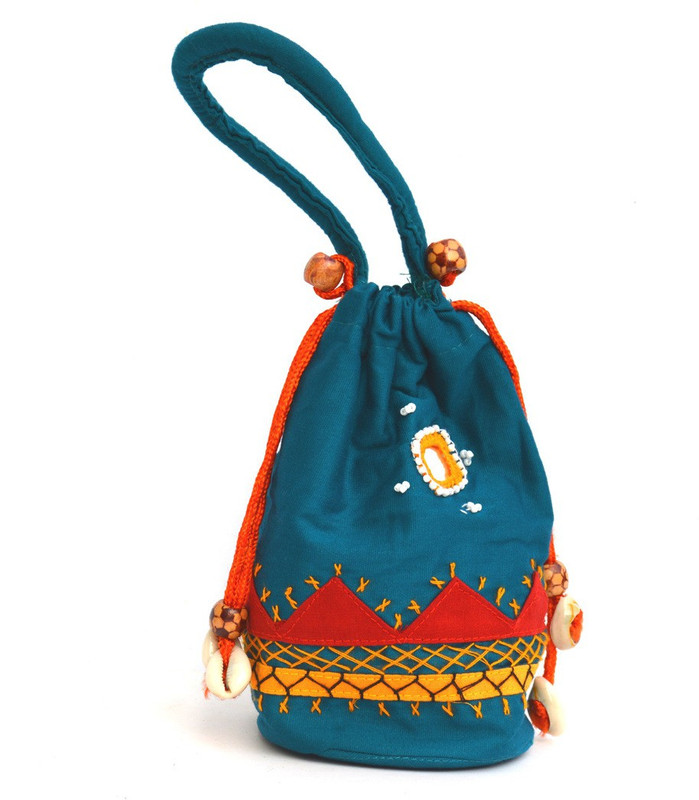Art Godaam Hand made applique potli Potli(Blue)