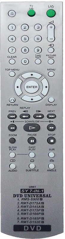 LipiWorld UN61 Universal Compatible For DVD 7-IN-1 SONY Remote Controller(Gray)