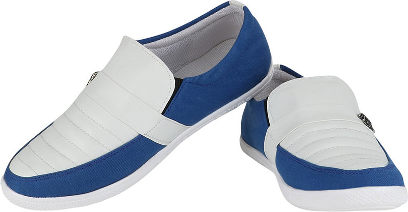 Alexus Basic Canvas Shoes For Men(White, Blue) Alexus Basic Canvas Shoes For Men(White, Blue)