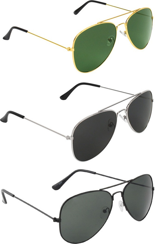 Abner Aviator, Aviator, Aviator Sunglasses(Green, Black, Black) Abner Aviator, Aviator, Aviator Sunglasses(Green, Black, Black)